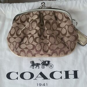 Coach Brown and Cream Signature Clutch